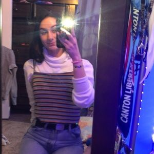 Rainbow striped brandy tank top